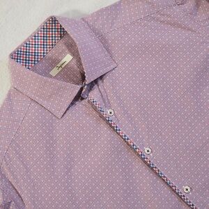 Ingram Italy Sz 15 3/4 / 40 Red Microcheck Men's Dress Shirt 100% Cotton
